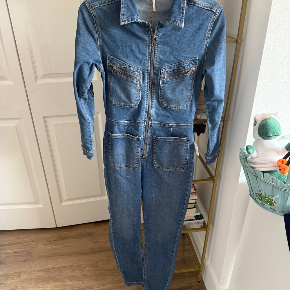 Free People Indigo Denim Jumpsuit